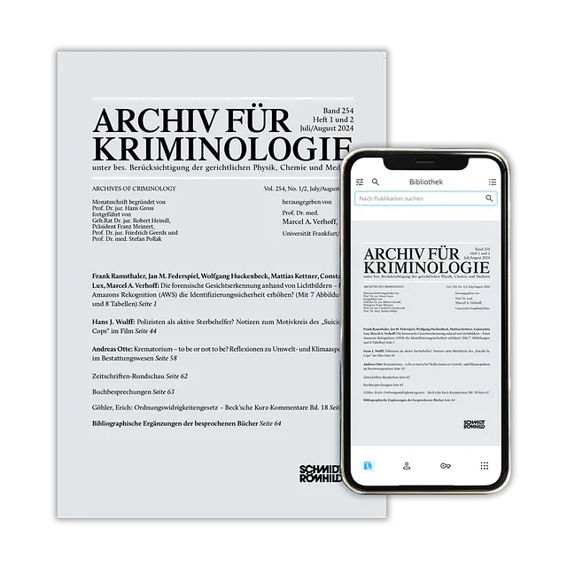 Mockup und Zeitschriftentitel Archiv für Kriminologie
